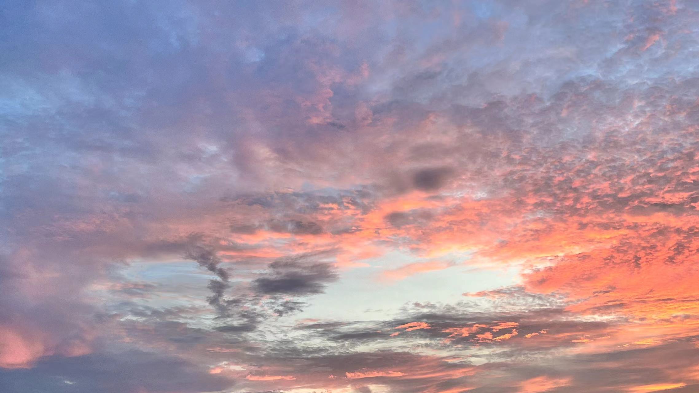 Pink and blue cloud sunset sky